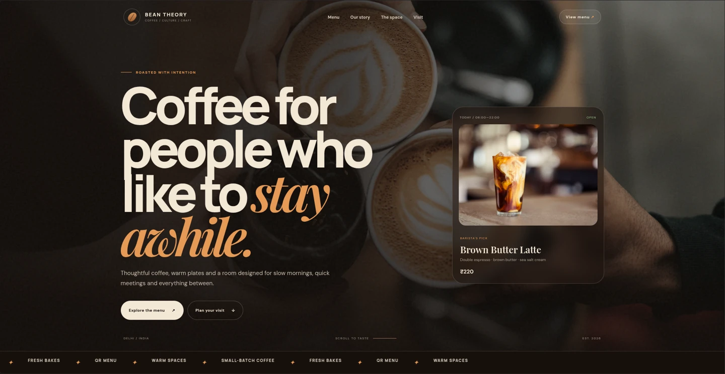 Bean Theory current website preview